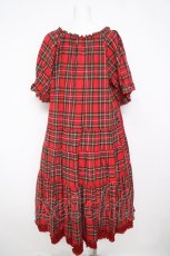 画像2: PINK HOUSE / コットンリネンタータンチェックロングティアードワンピース F 赤 Y-26-04-24-112-LO-OP-SZ-ZY (2)