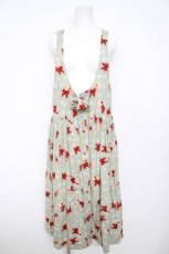 画像1: PINK HOUSE / 麦わら帽子×すずらん柄エプロンワンピース  ミント Y-26-04-24-117-LO-OP-SZ-ZY (1)