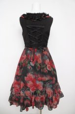 画像2: Sheglit / "Rose Garden"ワンピース  黒×赤 Y-26-04-24-128-EL-OP-SZ-ZY (2)