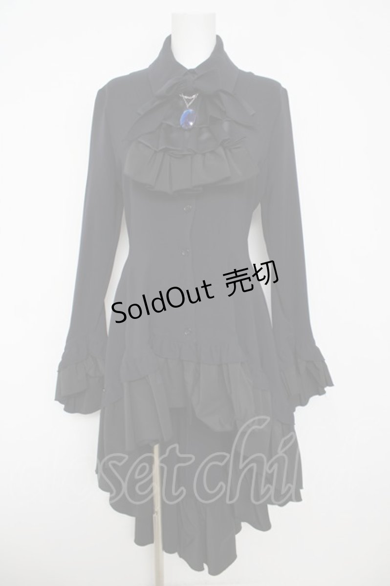 画像1: MARBLE / ゴシック調ダイヤカットタイ付きブラウス型ワンピース  ネイビー Y-26-04-24-130-GO-OP-AS-ZY (1)