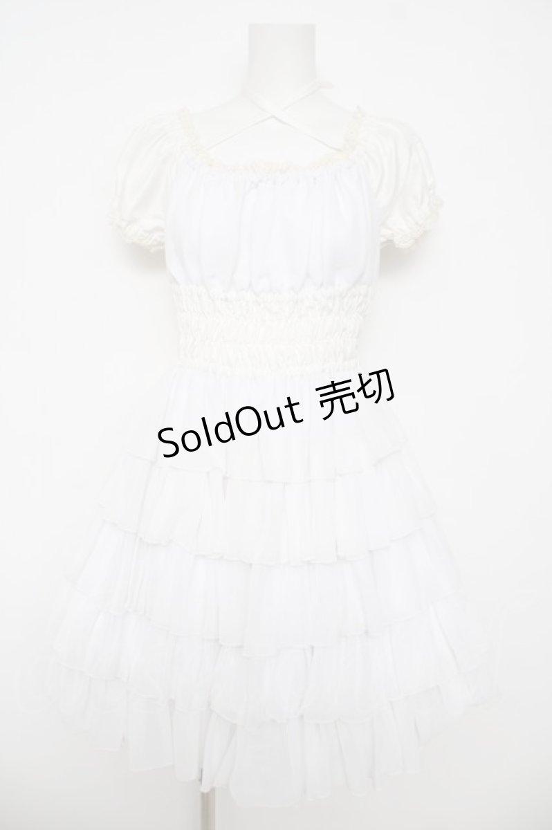 画像1: Pina sweetcollection / シフォンフリルワンピース  ホワイト Y-26-04-24-132-LO-OP-SZ-ZY (1)