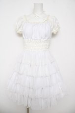 画像1: Pina sweetcollection / シフォンフリルワンピース  ホワイト Y-26-04-24-132-LO-OP-SZ-ZY (1)