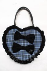 画像1: axes femme kawaii / タータンチェックハートバッグ  青 Y-26-04-24-025-AX-BG-SZ-ZY (1)