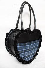 画像2: axes femme kawaii / タータンチェックハートバッグ  青 Y-26-04-24-025-AX-BG-SZ-ZY (2)