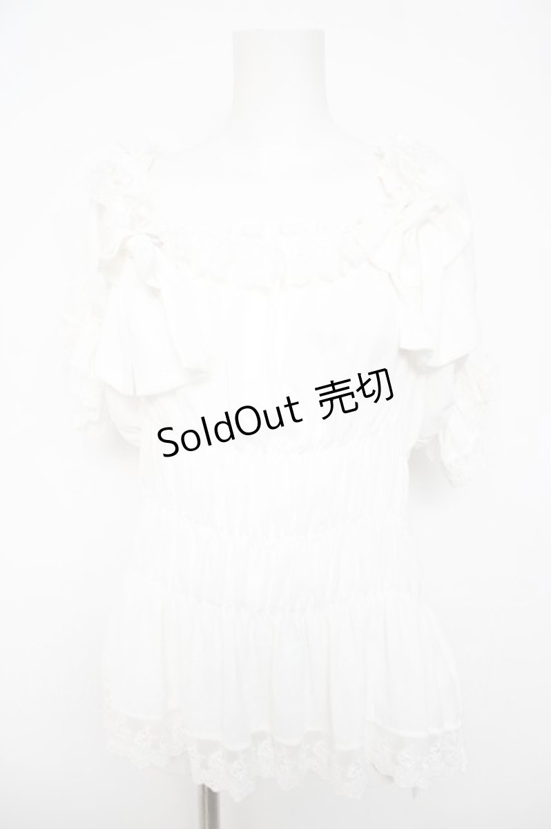 画像1: ATELIER PIERROT / Twinkle Ribbons Blouse  ホワイト Y-26-04-24-029-EL-BL-SZ-ZY (1)