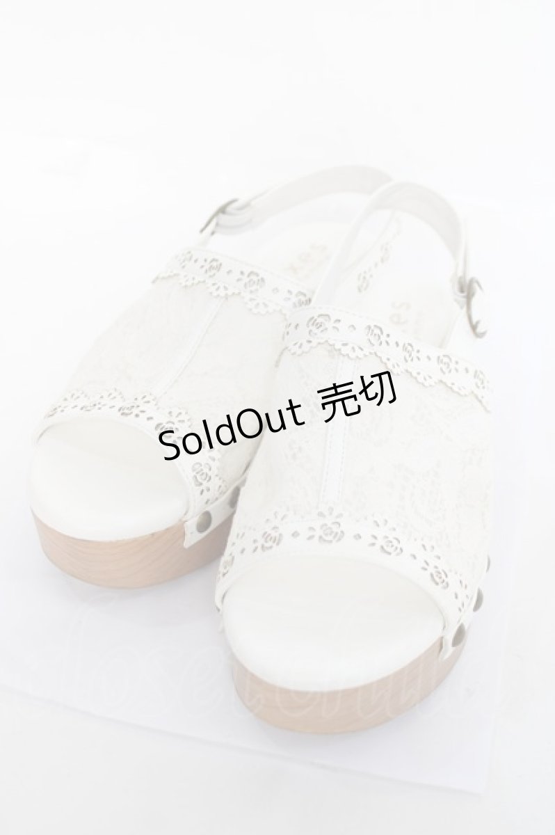 画像1: axes femme / レースサボサンダル L 白 Y-26-04-27-046-AX-SH-SZ-ZY (1)