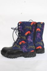 画像2: YOSUKE / 総柄ブーツ 23.5 紺 Y-26-04-27-053-PU-SH-SZ-ZY (2)