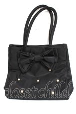 画像1: melume / パール付きリボンTT  黒 Y-26-04-27-060-LO-ZA-SZ-ZY (1)