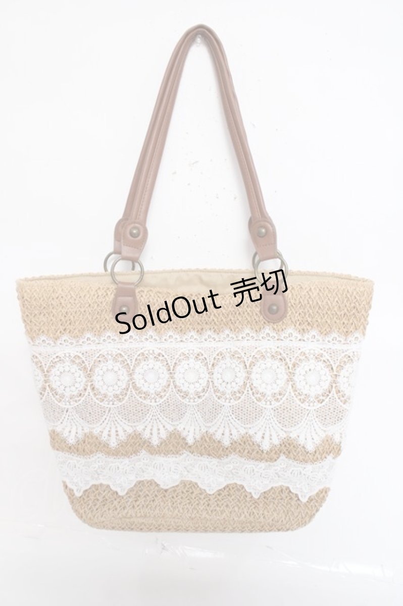 画像2: axes femme / 雑材×レーストートバッグ  茶 Y-26-04-27-064-AX-BG-SZ-ZY (2)
