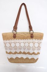 画像2: axes femme / 雑材×レーストートバッグ  茶 Y-26-04-27-064-AX-BG-SZ-ZY (2)