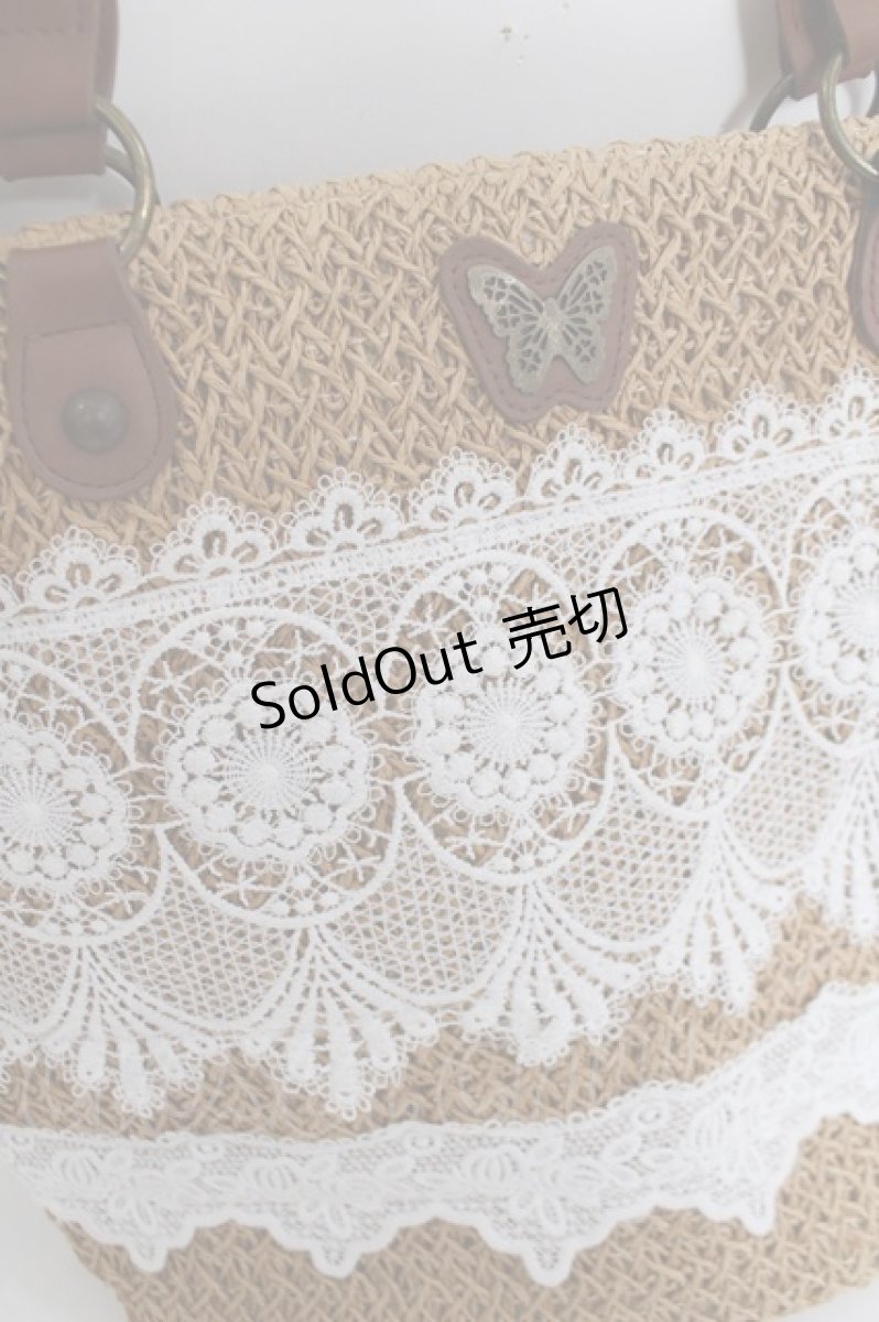 画像4: axes femme / 雑材×レーストートバッグ  茶 Y-26-04-27-064-AX-BG-SZ-ZY (4)