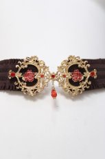 画像1: axes femme / しずく付クラシカルゴムベルト  ゴールド×レッド Y-26-04-27-067-AX-ZA-SZ-ZY (1)