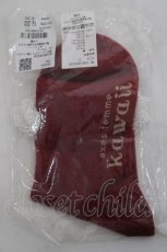 画像2: axes femme kawaii / 透かしレースアップ柄ソックス F ワイン Y-26-04-27-072-AX-ZA-SZ-ZY (2)