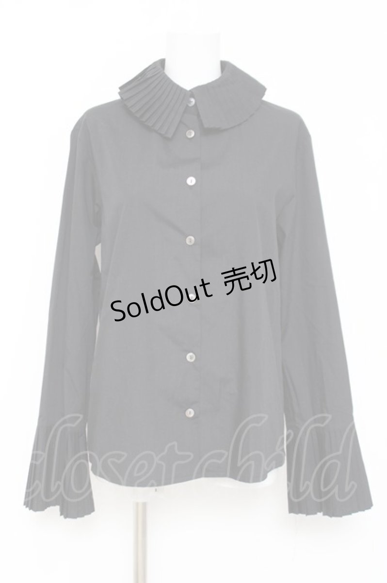 画像1: Moi-meme-Moitie / プリーツ立標ブラウス M ブラック Y-26-04-27-078-MO-BL-SZ-ZY (1)