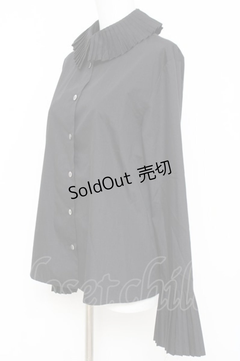 画像2: Moi-meme-Moitie / プリーツ立標ブラウス M ブラック Y-26-04-27-078-MO-BL-SZ-ZY (2)