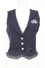 画像1: axes femme POETIQUE / 懐中時計刺繍ベスト M 紺 Y-26-04-27-085-AX-TO-SZ-ZY (1)