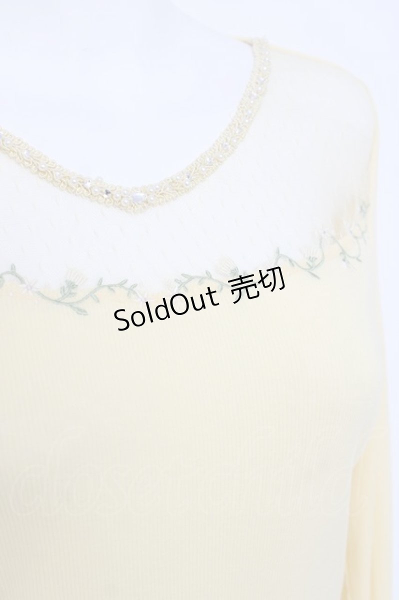 画像4: axes femme / 花刺繍レースカットソー  イエロー Y-26-04-27-090-AX-TO-SZ-ZY (4)