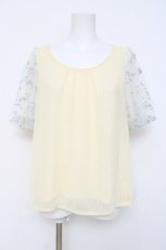 画像1: axes femme / お花刺繍チュール袖プルオーバー  生成り Y-26-04-27-091-AX-TO-SZ-ZY (1)