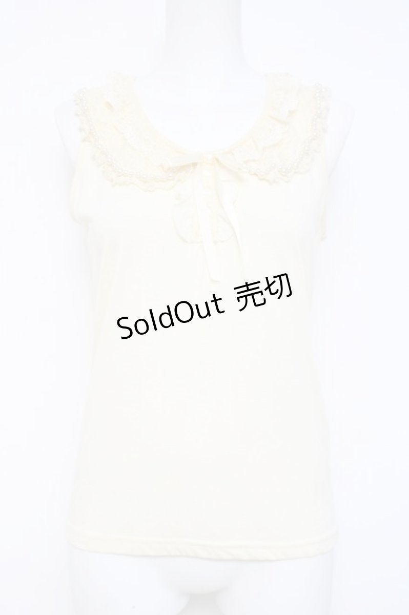 画像1: axes femme / パールトリミング襟付きタンク  生成り Y-26-04-27-094-AX-TO-SZ-ZY (1)