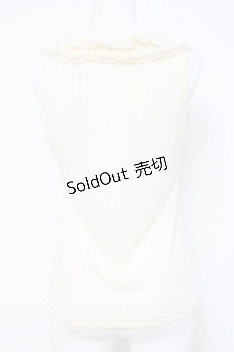 画像2: axes femme / パールトリミング襟付きタンク  生成り Y-26-04-27-094-AX-TO-SZ-ZY (2)