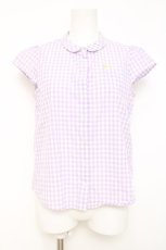 画像1: Franche Lippee / ひよこ刺繍ギンガムチェックブラウス M ラベンダー Y-26-04-27-108-LO-BL-SZ-ZY (1)