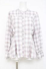 画像1: axes femme POETIQUE / チェックバックリボンブラウス  ラベンダー Y-26-04-27-111-AX-BL-SZ-ZY (1)