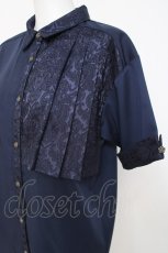 画像3: axes femme / ジャカード切替シャツ  ネイビー Y-26-04-27-116-AX-BL-SZ-ZY (3)