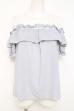 画像1: Amavel / レース切替シフォントップス  サックス Y-26-04-27-118-CA-TO-SZ-ZY (1)