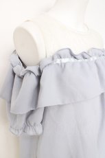 画像3: Amavel / レース切替シフォントップス  サックス Y-26-04-27-118-CA-TO-SZ-ZY (3)