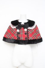 画像1: Doll Paradise / ファー使いタータンチェックケープ S 赤 Y-26-04-27-124-LO-JA-SZ-ZY (1)