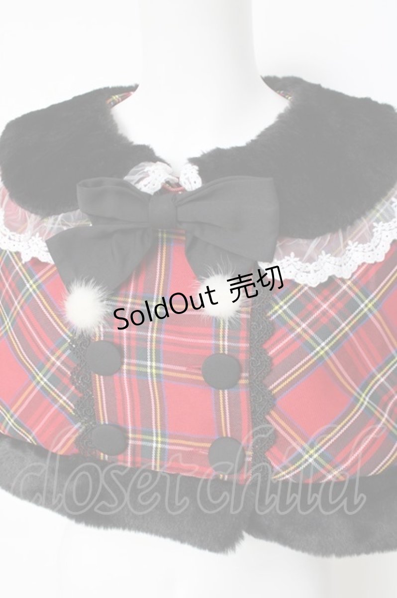 画像3: Doll Paradise / ファー使いタータンチェックケープ S 赤 Y-26-04-27-124-LO-JA-SZ-ZT562 (3)