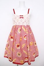 画像1: Emily Temple cute / ストライプ＆パンレースノースリーブワンピース  アカ Y-26-04-27-157-ET-OP-SZ-ZY (1)