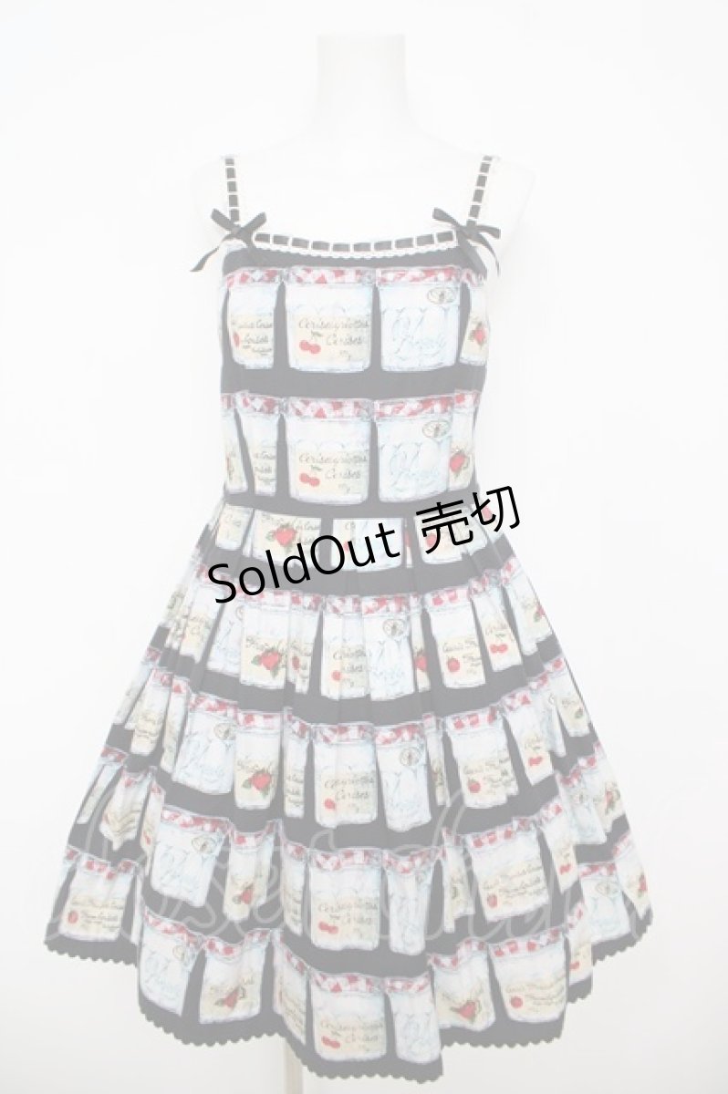 画像1: Emily Temple cute / ジャム瓶ノースリーブワンピース  黒 Y-26-04-27-160-ET-OP-SZ-ZY (1)