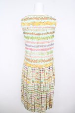 画像2: Cherir la femme / フラワーボーダーブラウジングワンピース M サックス Y-26-04-27-163-LO-OP-SZ-ZY (2)