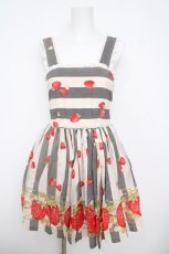 画像1: Emily Temple cute / ストライプいちごノースリーブワンピース 150 オフ×黒 Y-26-04-27-166-ET-OP-SZ-ZY (1)