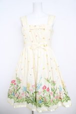 画像1: Emily Temple cute / アリスとお花畑2連リボン付きノースリーブワンピース M アイボリー Y-26-04-27-170-ET-OP-SZ-ZY (1)