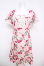 画像1: Emily Temple cute / バラ×格子ワンピース  ピンク Y-26-04-27-172-ET-OP-SZ-ZY (1)