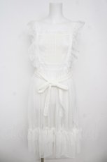 画像1: axes femme kawaii / ドットチュールエプロン M 白 Y-26-04-27-174-AX-OP-SZ-ZY (1)