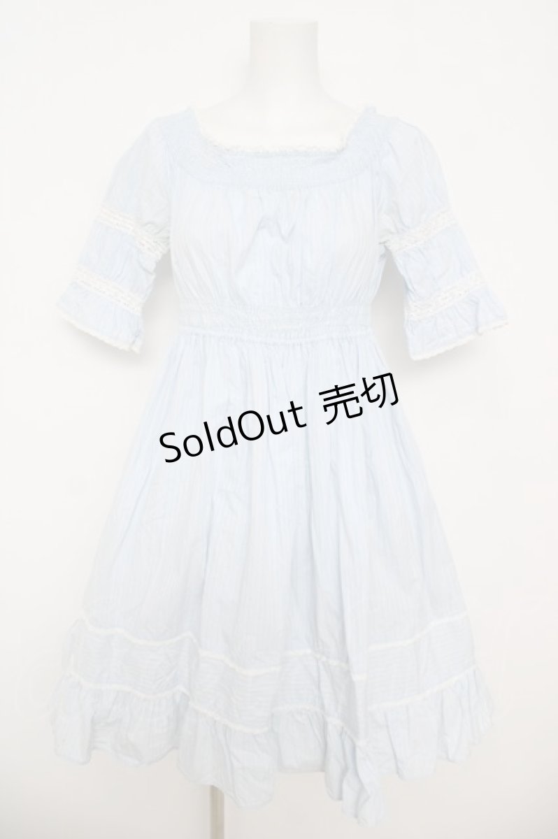 画像1: Emily Temple cute / ストライプ柄シャーリングワンピース  サックス Y-26-04-27-181-ET-OP-SZ-ZY (1)