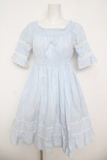 画像1: Emily Temple cute / ストライプ柄シャーリングワンピース  サックス Y-26-04-27-181-ET-OP-SZ-ZY (1)