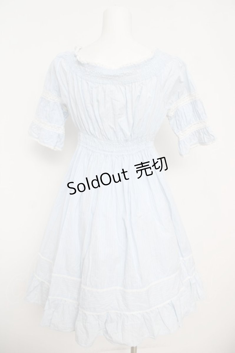 画像2: Emily Temple cute / ストライプ柄シャーリングワンピース  サックス Y-26-04-27-181-ET-OP-SZ-ZY (2)