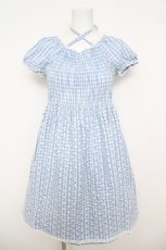 画像1: Emily Temple cute / ギンガム柄カットワークワンピース  サックス Y-26-04-27-188-ET-OP-SZ-ZY (1)