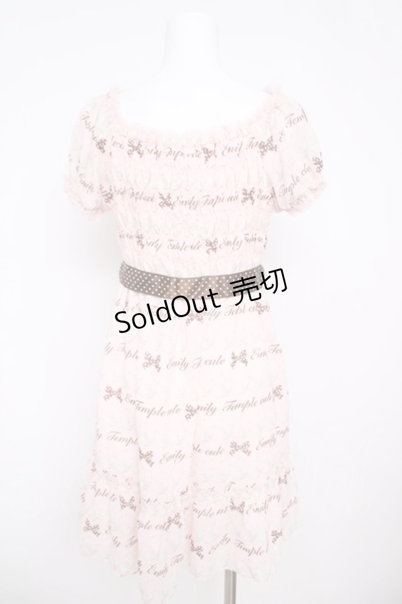 画像2: Emily Temple cute / ジョーゼットロゴ＆クリームワンピース  ピンク Y-26-04-27-190-ET-OP-SZ-ZY (2)