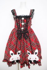 画像1: Doll Paradise / うさぎ×チェックジャンパースカート M 赤 Y-26-04-27-194-LO-OP-SZ-ZY (1)