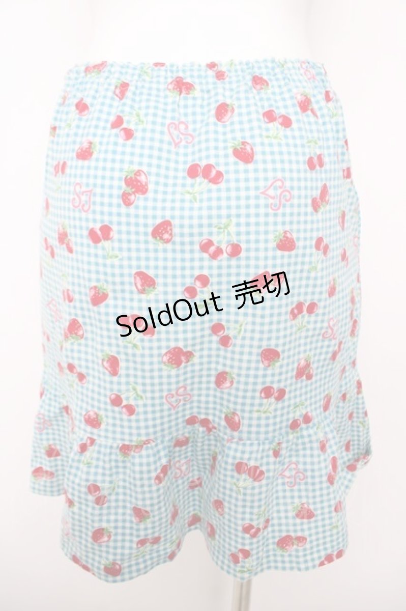 画像2: Emily Temple cute / いちごギンガムスカート  ブルー Y-26-04-27-215-ET-SK-SZ-ZY (2)