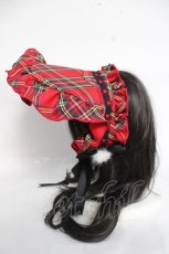 画像3: Doll Paradise / 黒リボン×チェックハーフボンネット  赤 Y-26-04-27-022-LO-AC-SZ-ZY (3)