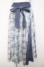 画像1: axes femme / 花柄×チェック柄切替スカート  サックス Y-26-04-27-228-AX-SK-SZ-ZY (1)