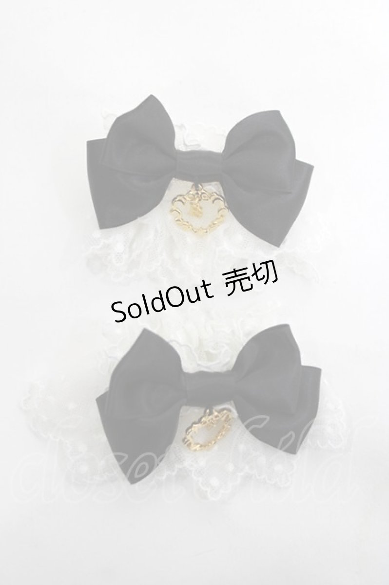 画像1: BABY, THE STARS SHINE BRIGHT / サテンリボンのチュールレースお袖留め  黒 Y-26-04-27-023-BA-ZA-SZ-ZY (1)