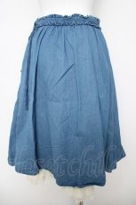画像2: franche lippee black / 裾レースデニムフレアスカート M ブルー Y-26-04-27-236-LO-SK-SZ-ZY (2)