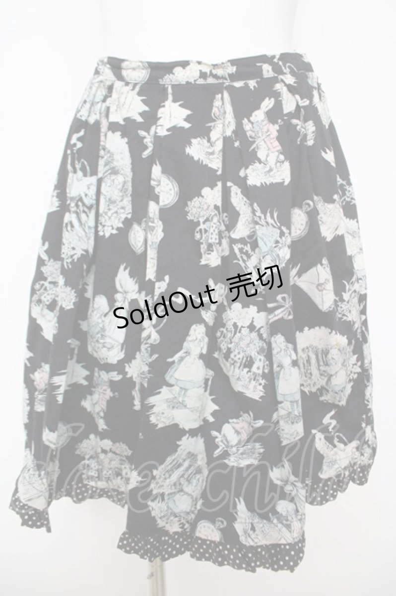 画像1: Emily Temple cute / アリスプリントスカート  黒 Y-26-04-27-237-ET-SK-SZ-ZY (1)